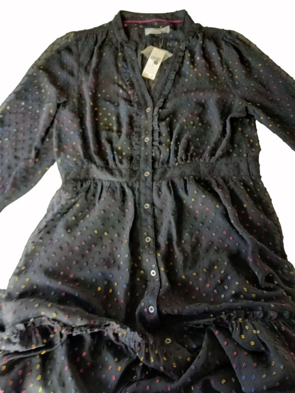 Anthropologie Sheer Audrey Tiered Midi Dress Size 14 Whimsy Goth Clip Dot New - Picture 11 of 16